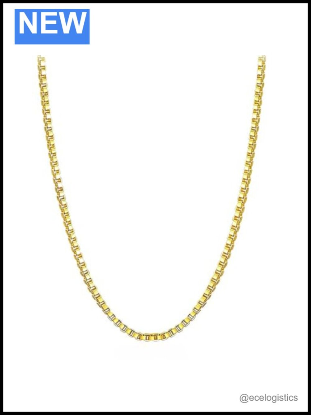 14K Solid Yellow Gold Box Chain Necklace Thin Dainty 0.6mm 1mm